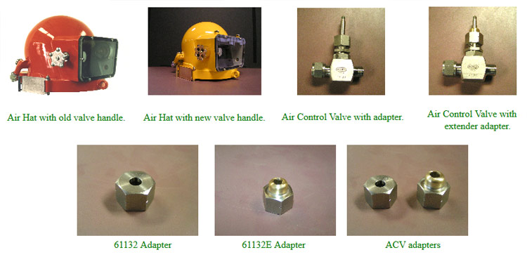 Air Hat Air Control Stem Adapters - old versus new valve handles and adapers