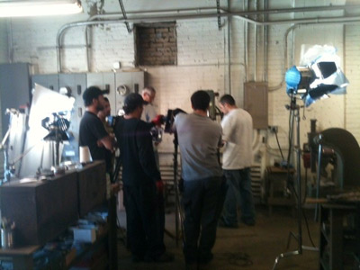 Filming the making of Mark V Helmet at DESCO