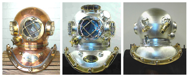 3 designs of commercial Dive Helmets